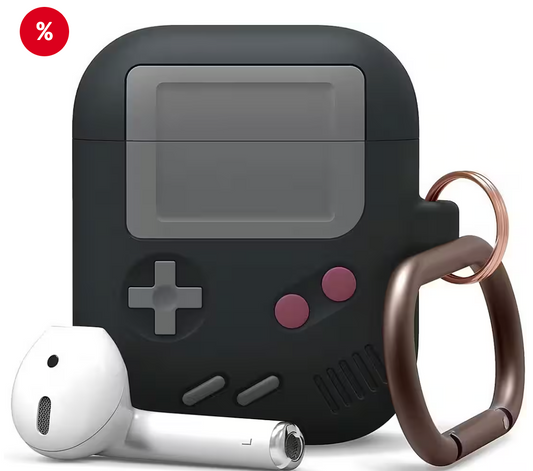 Gameboy Retro Case Schwarz kompatibel mit AirPods 1/2 🎮 Silikon Schutzhülle